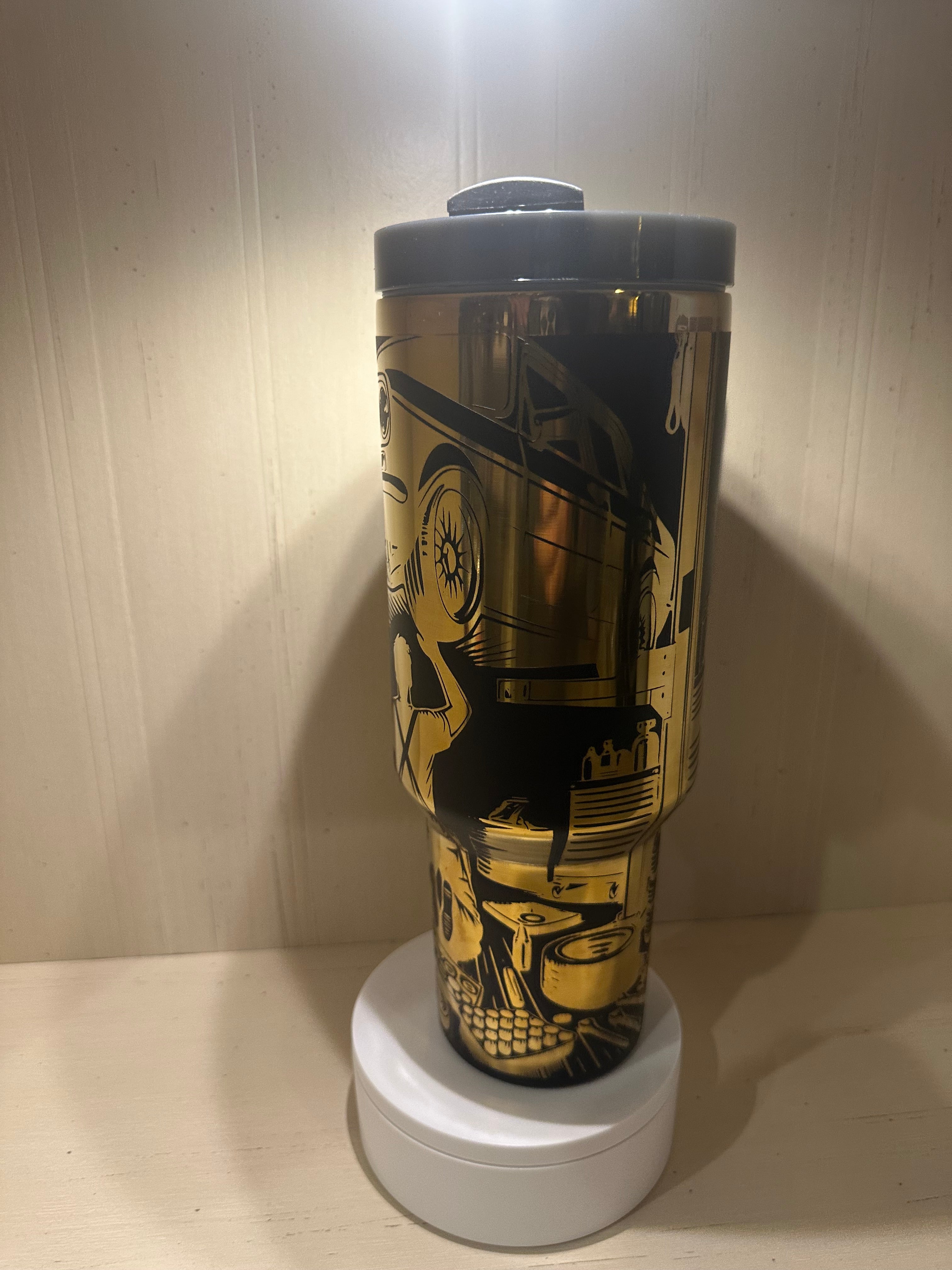 Black and Gold Mechanic 40oz Tumbler