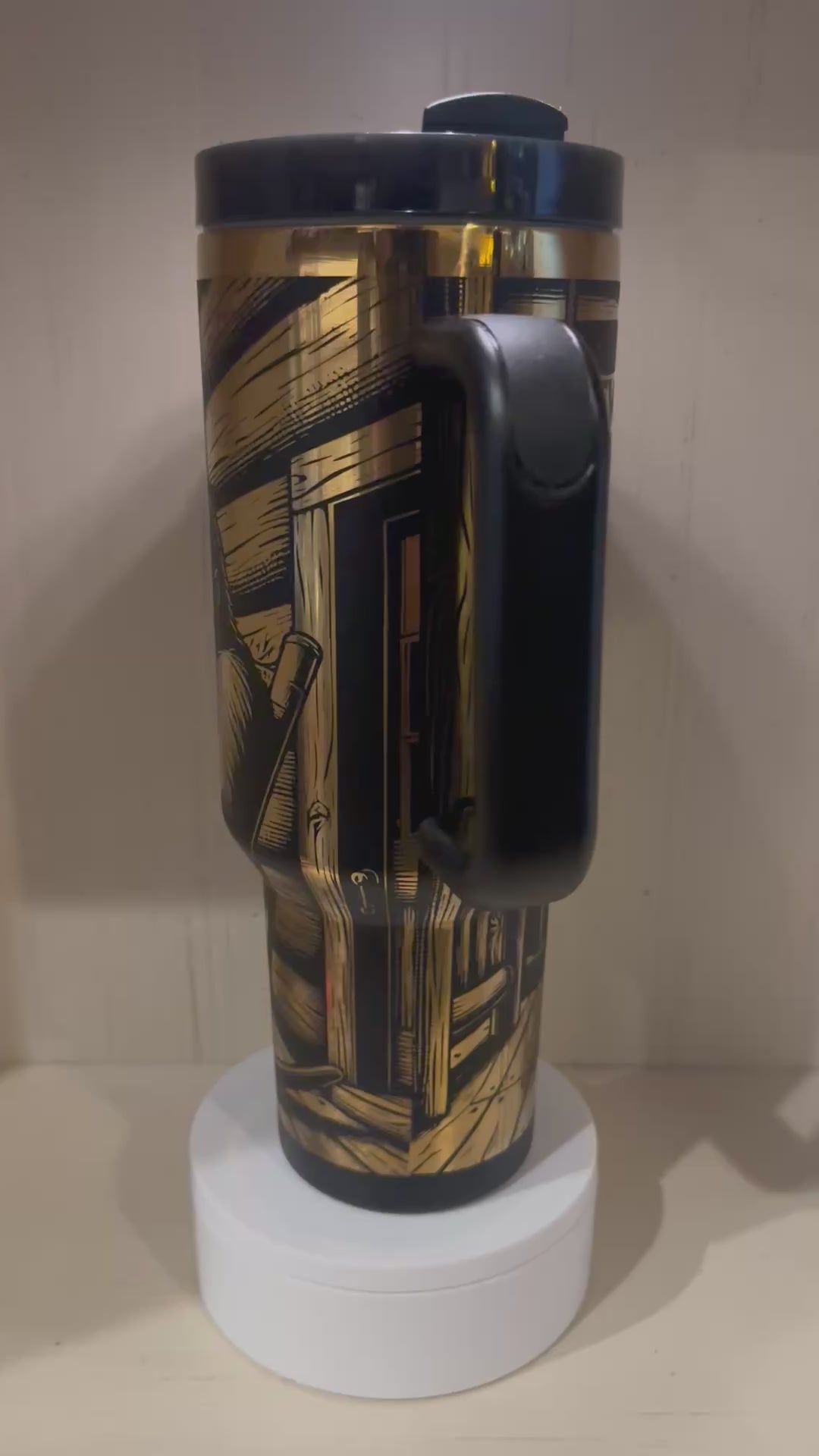 Bigfoot Sasquatch 40oz tumbler black with gold